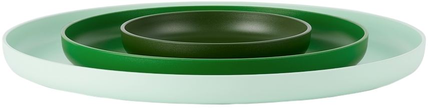 Vitra Colour-block Trays (set Of 3) In Green