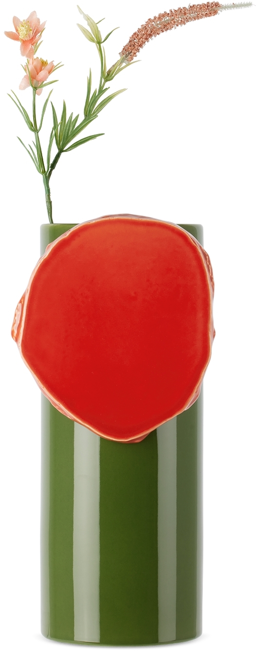 Vitra Green & Orange 'découpage' Vase In Disque