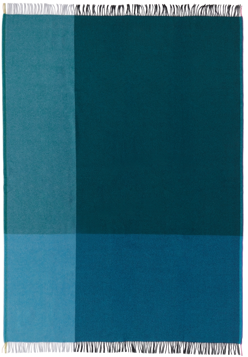 Vitra Blue Colour Block Blankets In Black-blue