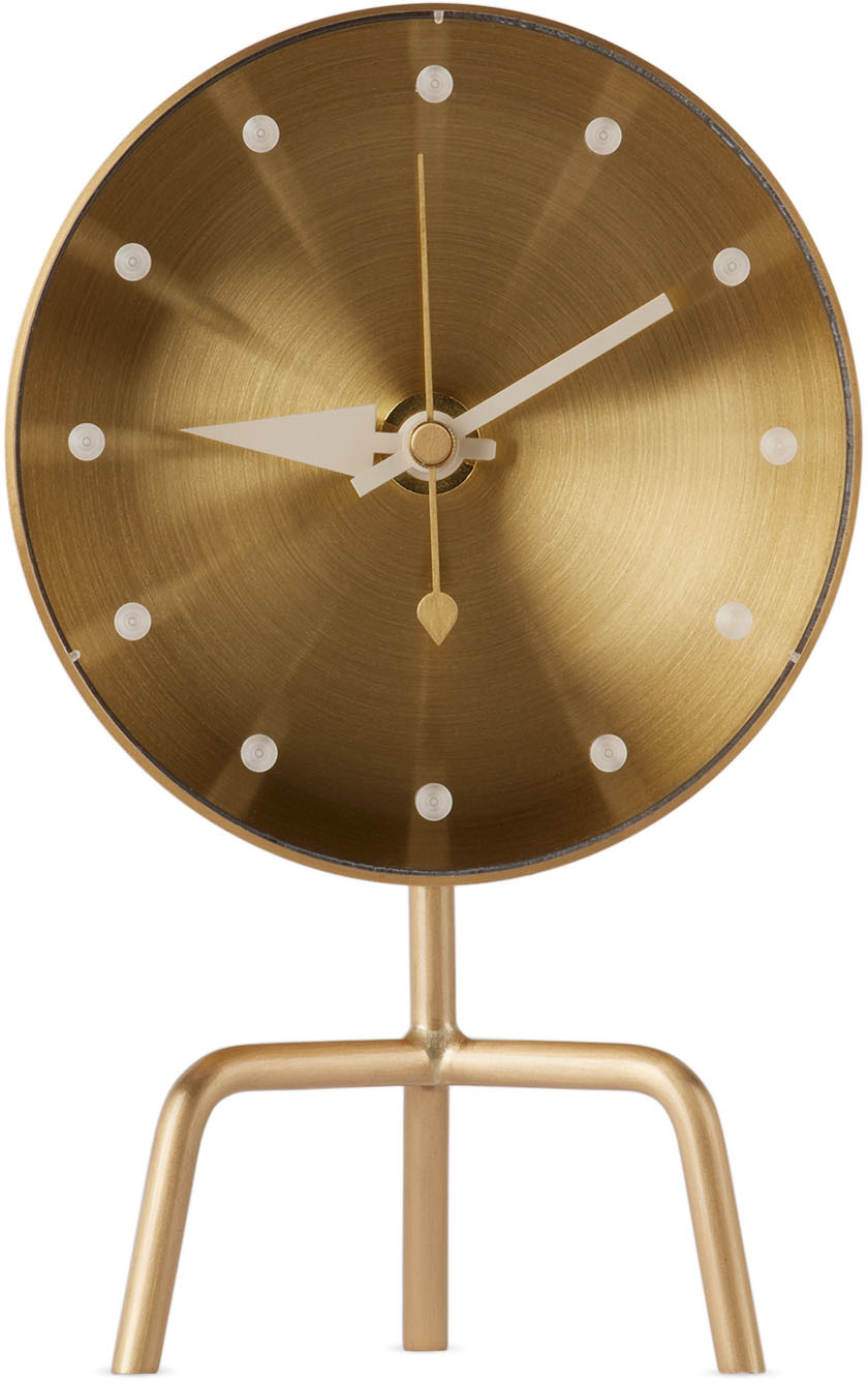 Vitra Gold Tripod Clock In Brass + Acrylic Glas
