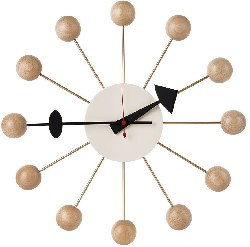 Vitra White Ball Clock In Beech