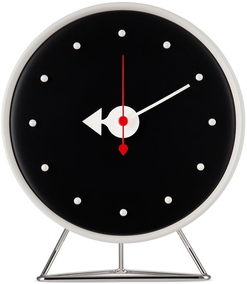 Vitra White & Black Cone Clock In Polyurethane