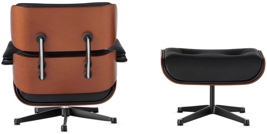 VITRA BLACK LOUNGE CHAIR & OTTOMAN MINIATURE