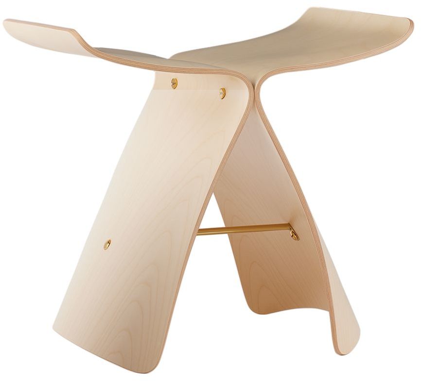 Vitra Beige Butterfly Stool In Maple