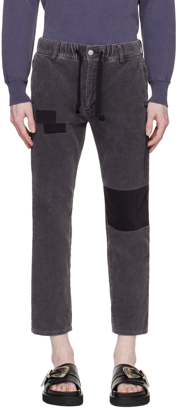 Remi Relief Purple Paneled Trousers In Grey