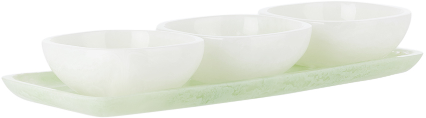 The Conran Shop White & Green Pamana Dipping Dish Set In Multi