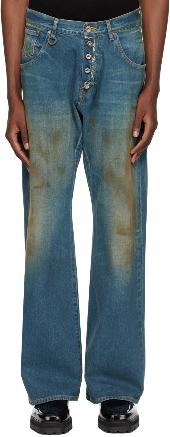 SOSHIOTSUKI Blue Smudged Jeans | Smart Closet