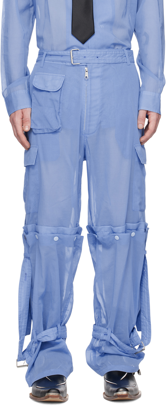 Soshiotsuki Blue Auto Mechanics Cargo Trousers In Saxe