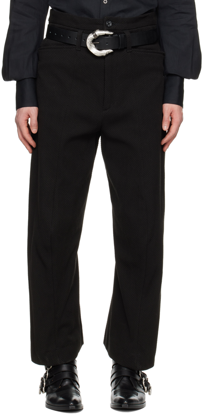 パンツ KOZABURO SASHIKO 3D SHAPE TROUSER Kozaburo Black 3d Shaped Trousers In Black Sashiko | ModeSens