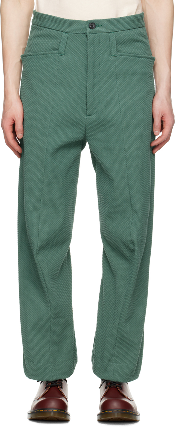 Green 3D Shaped Trousers