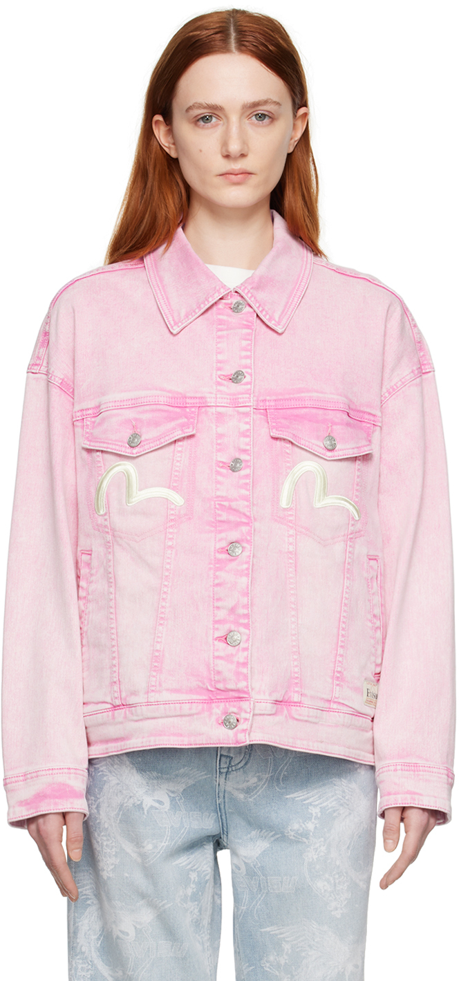 Pink Embroidered Denim Jacket