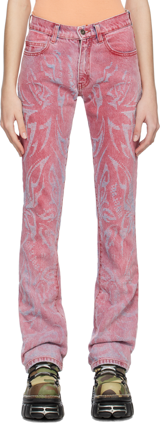 Mademe Ssense Exclusive Pink Laser Butterfly Jeans