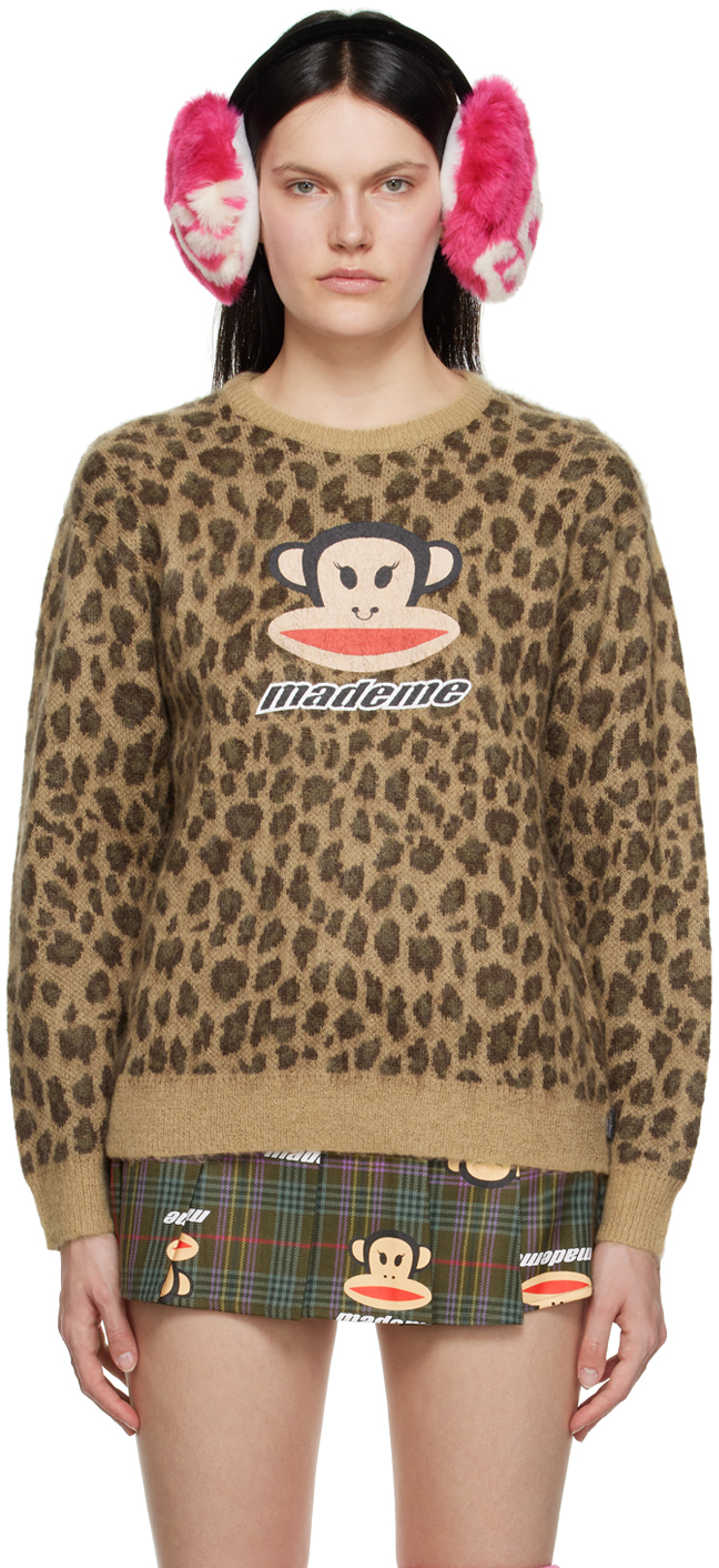 Shop Mademe Tan Paul Frank Leopard Sweater In Tan Leopard