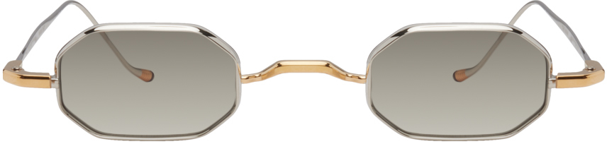 JACQUES MARIE MAGE Silver & Gold Lou Doillon Limited Edition 'The Burn' Sunglasses