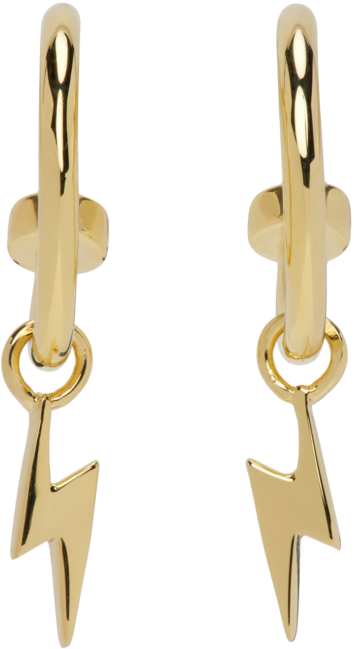 Stolen Girlfriends Club Gold Bolt Anchor Sleeper Earrings In 18ct Gold Plated