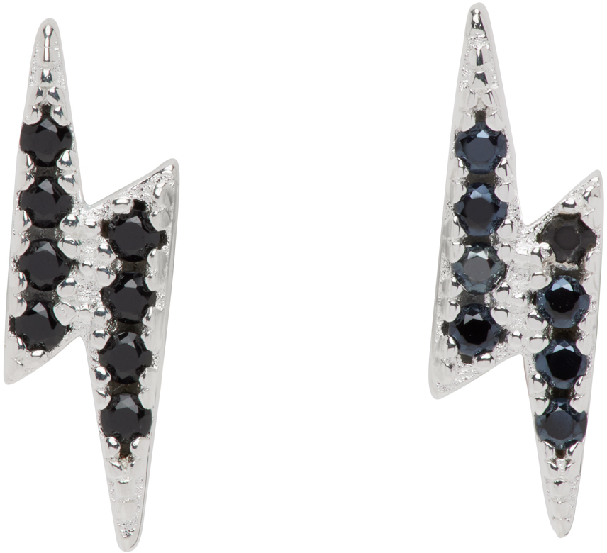 SSENSE Exclusive Silver Dusted Bolt Earrings