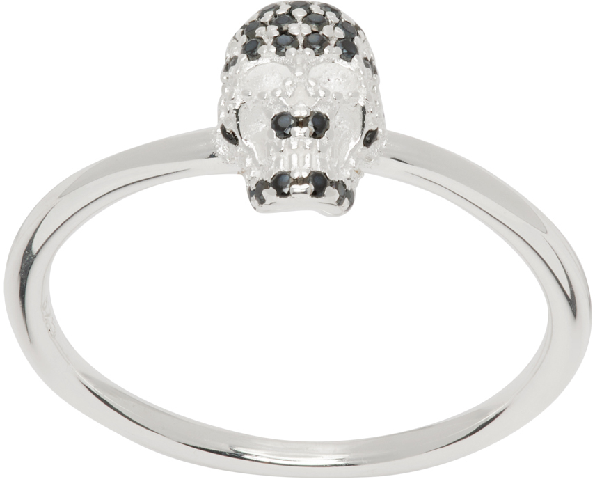 SSENSE Exclusive Silver Dusted Skull Ring