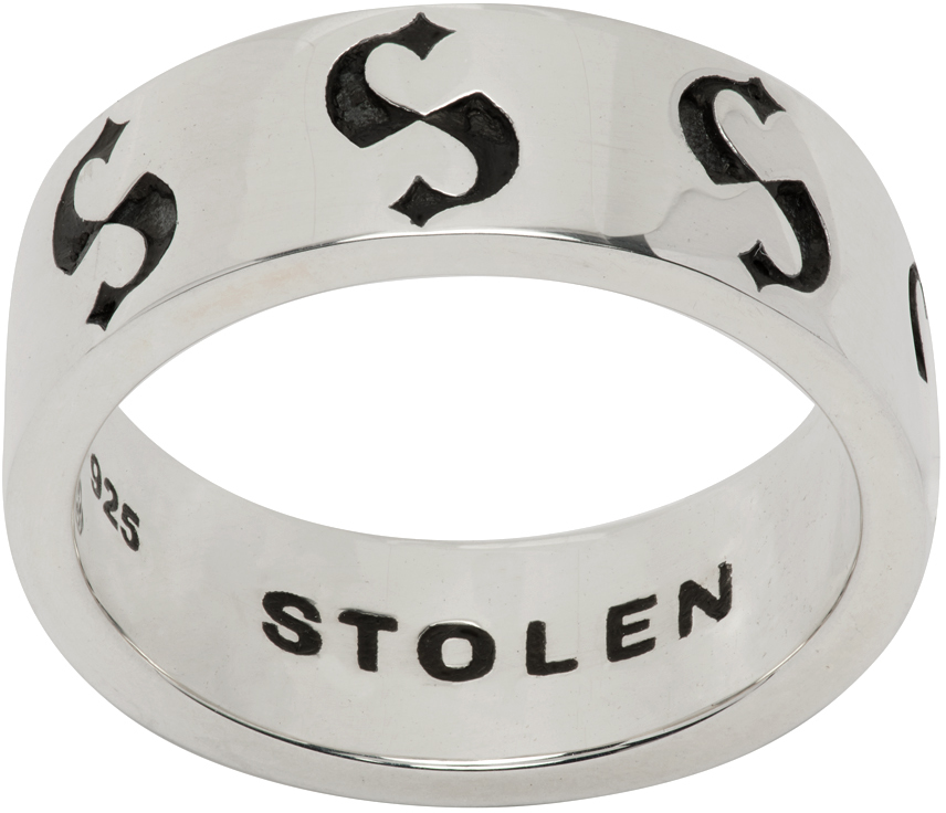 Stolen Girlfriends Club Silver 's' Imprint Ring In Sterling Silver 925