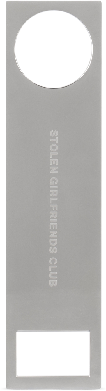 Stolen Girlfriends Club Silver Snake Skin Bar Blade In Zinc Alloy