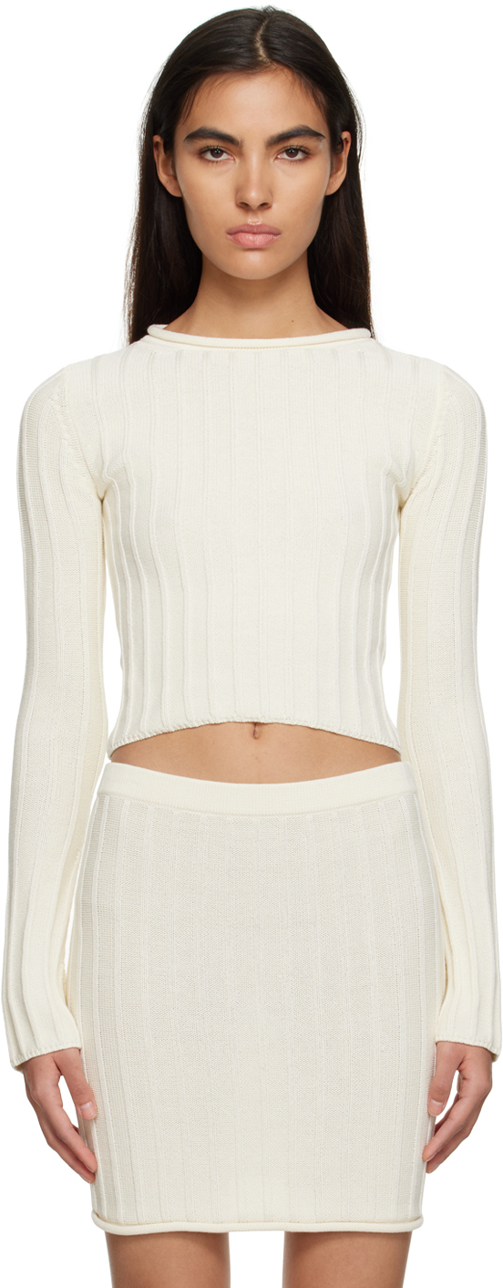 Filippa K Off-white Rib Sweater In 7815 Vanilla