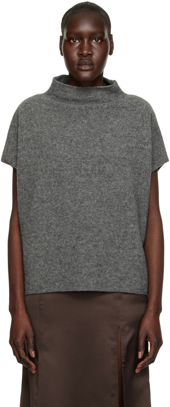 Filippa K Ximena Knitted Top In 9245 Mid Grey Melang
