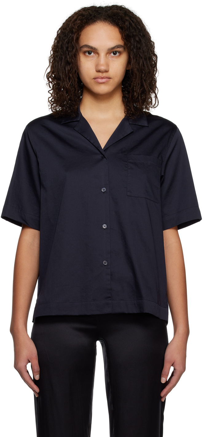 Shop Filippa K Navy Cotton Shirt In 8922 Night Blue