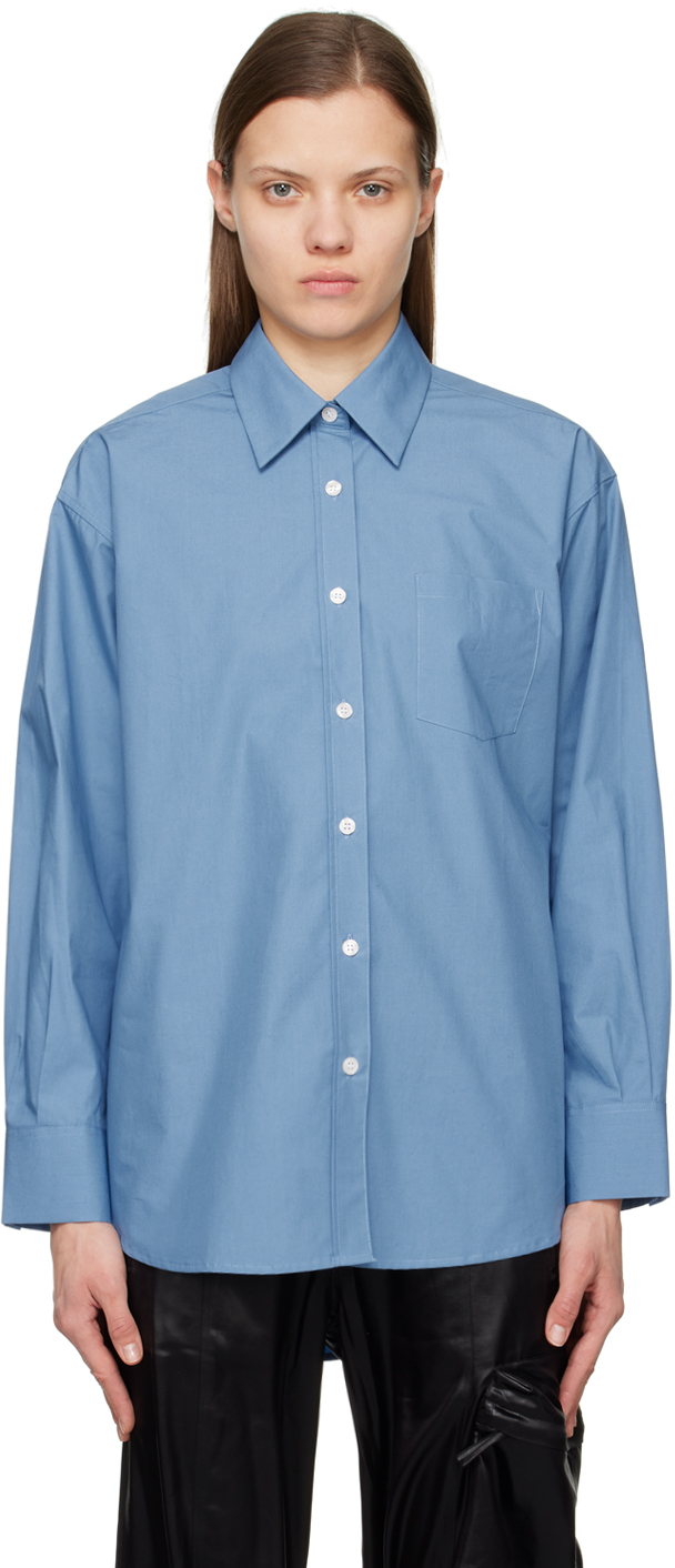 Filippa K Blue Sammy Shirt In 9546 Coral Blue
