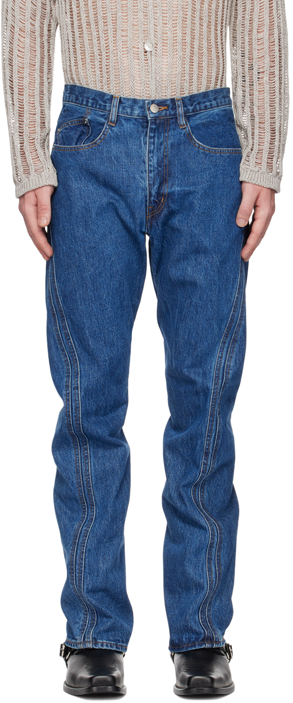 Indigo Twisted Jeans In Faded Indigo