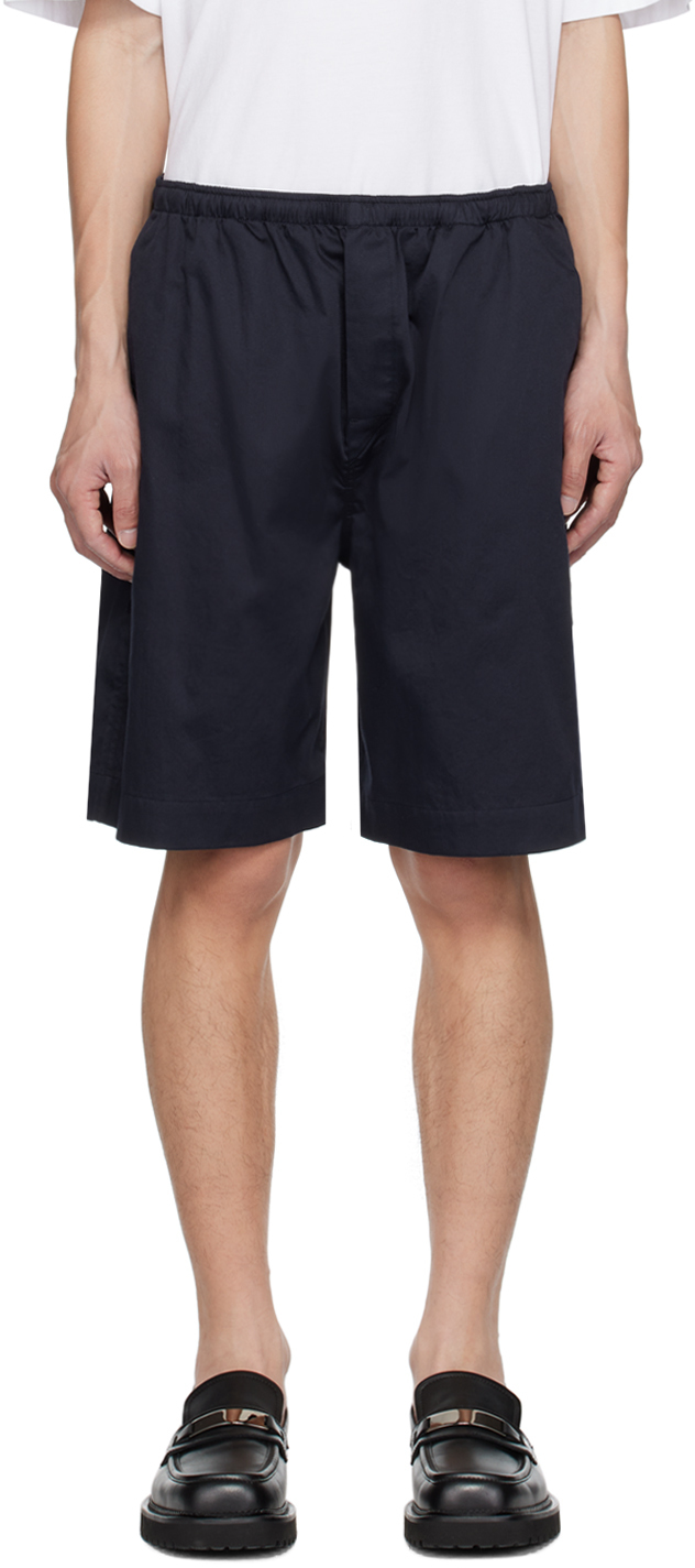 Filippa K Navy Elasticized Shorts