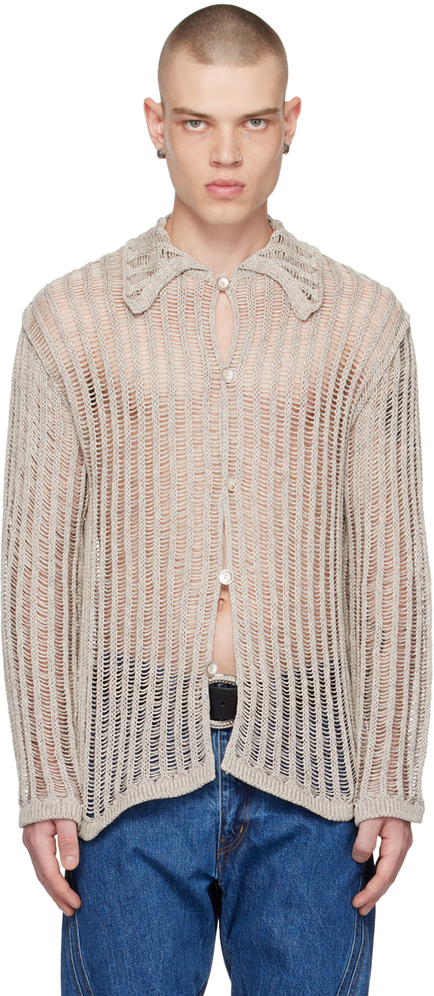 Nvrfrgt Beige Semi-sheer Cardigan In Wood | ModeSens