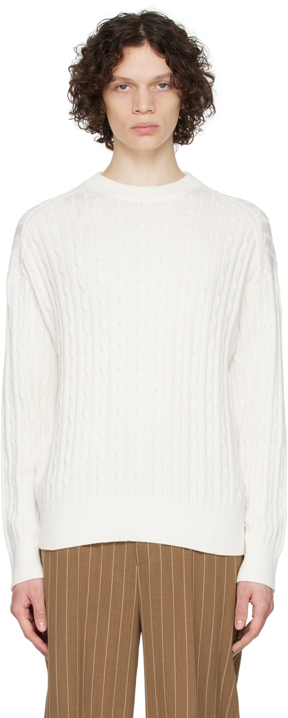 Filippa K: White Braided Sweater | SSENSE UK