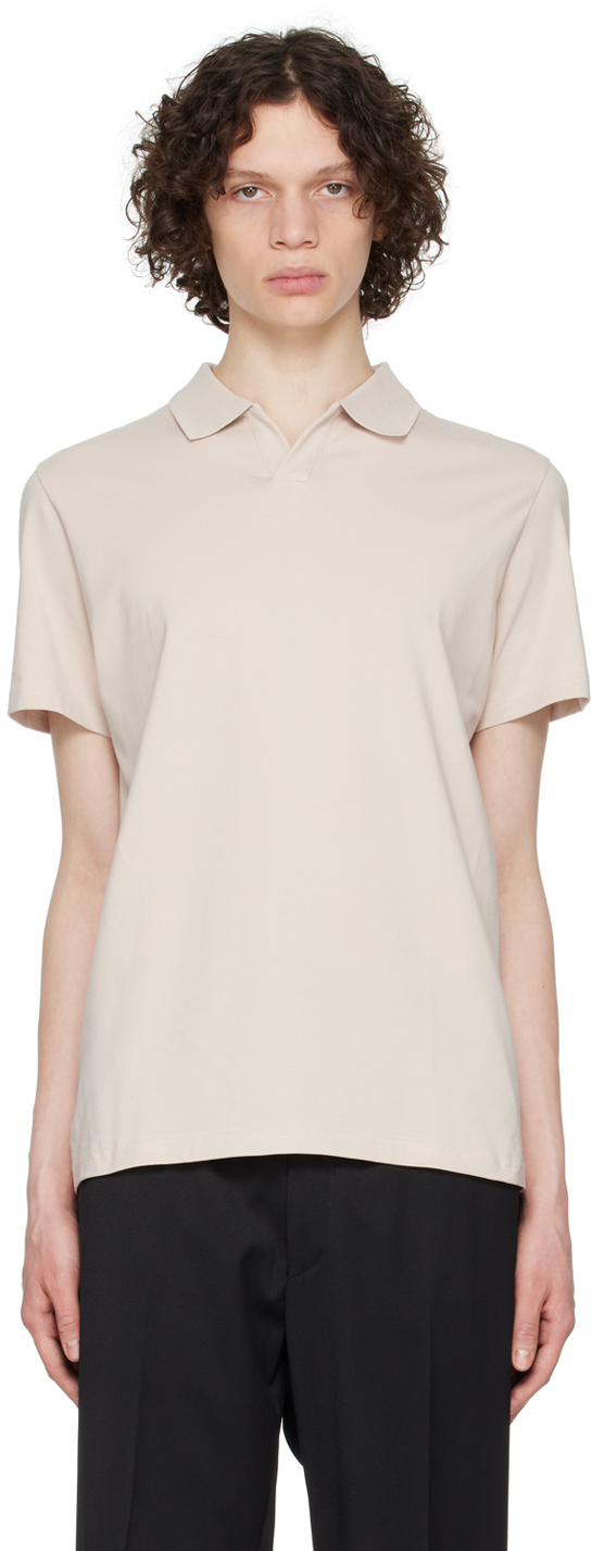 Filippa K Taupe Spread Collar Polo In Dune