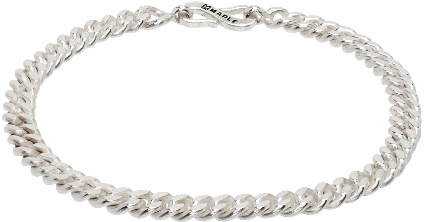 Silver Curb Chain Bracelet by MAPLE on Sale