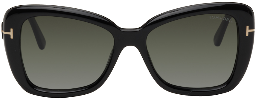 Tom Ford Black Maeve Sunglasses In 01b Shiny Black