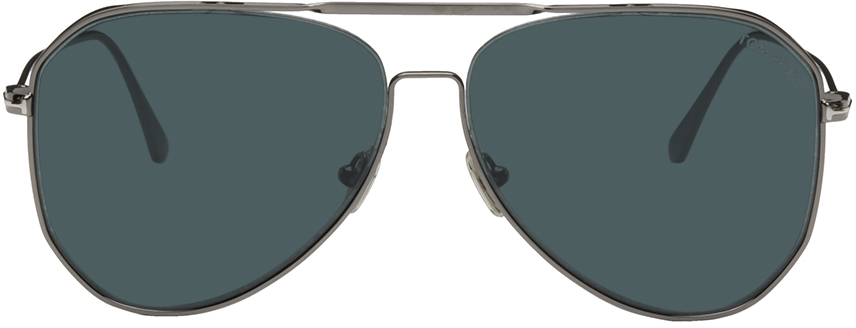 Tom Ford Gunmetal Charles Sunglasses In 12v Shiny Dark Ruthe