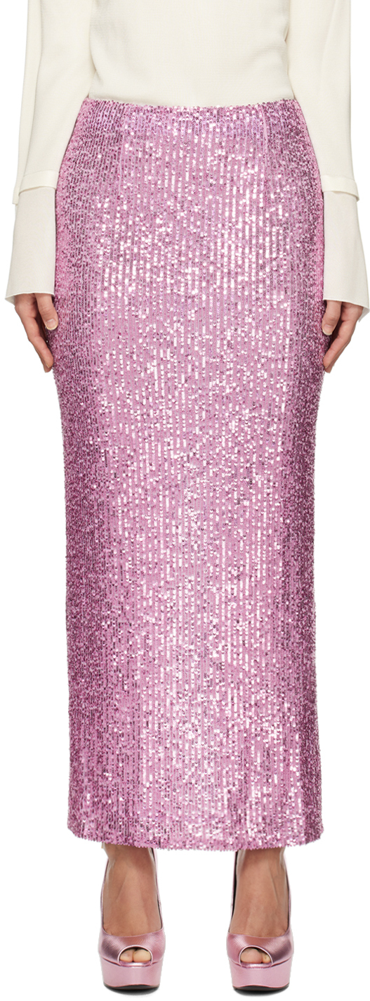 Shop Tom Ford Purple All Over Sequins Maxi Skirt In Gv132 Lilac