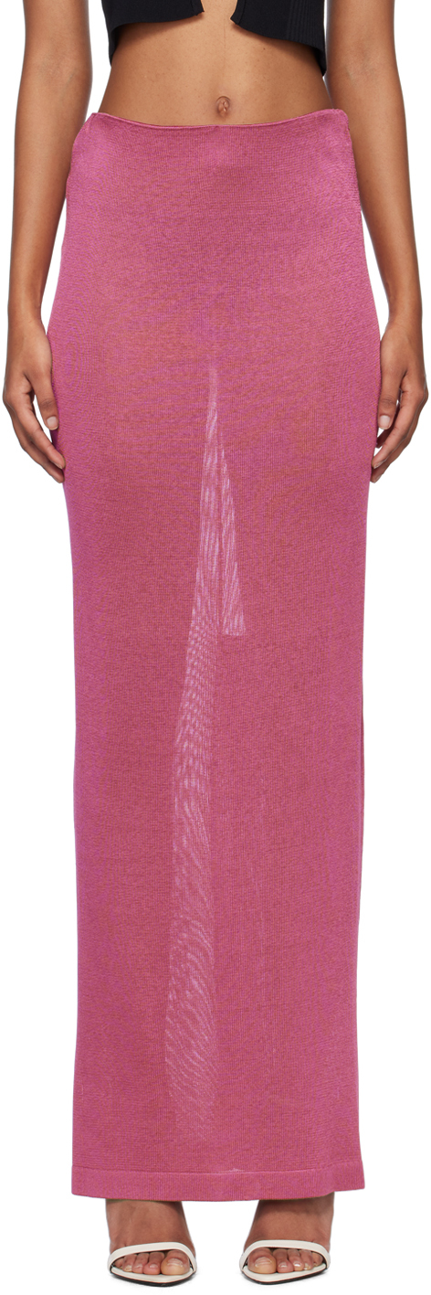 Tom Ford Pink Slinky Maxi Skirt In Dp780 Fuxia