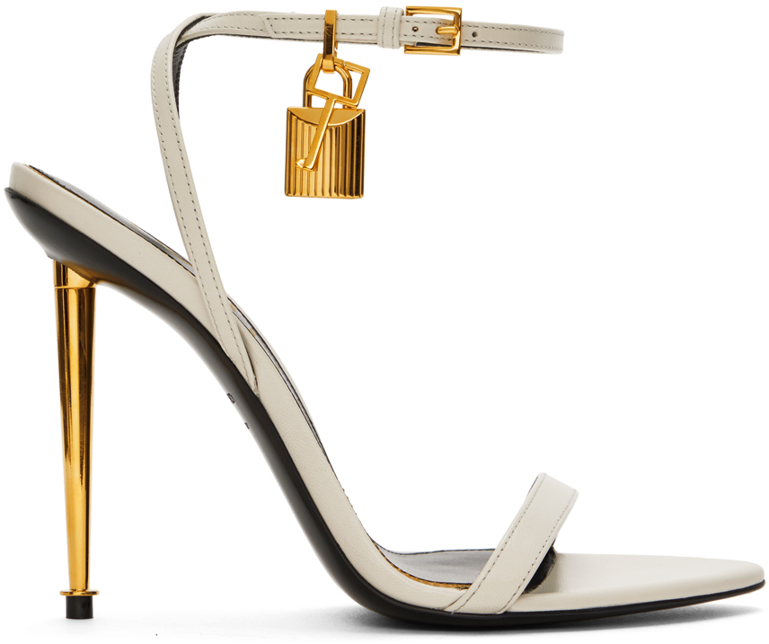 White Padlock Pointy Naked Heels by TOM FORD on