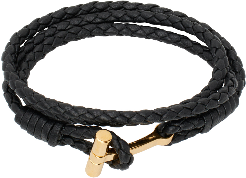 TOM FORD: Black & Gold Scoubidou Bracelet | SSENSE