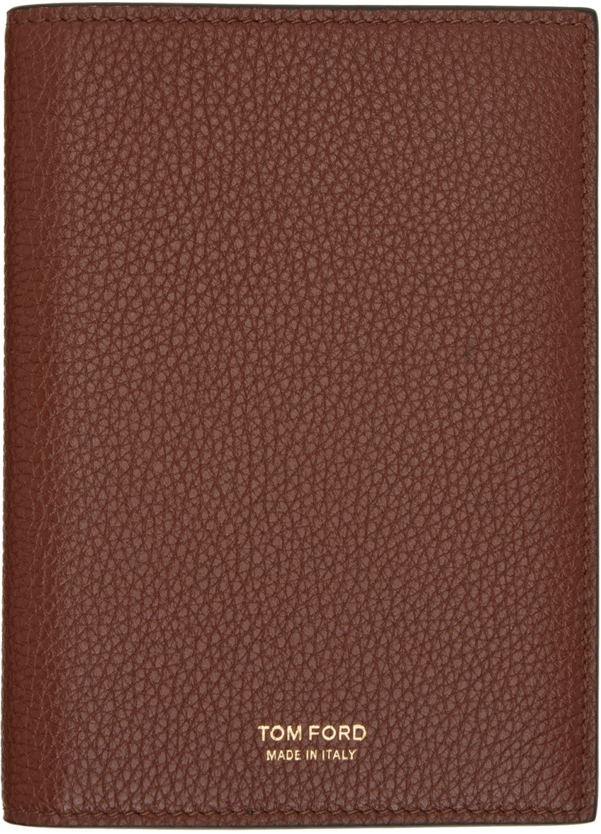 Tom Ford Brown Leather Passport Holder In 1b017 Cognac