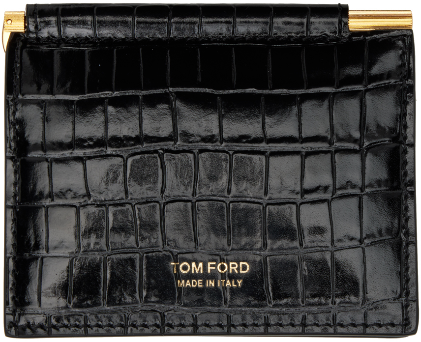 Tom Ford Black Croc Classic Card Holder In 1n001 Black | ModeSens