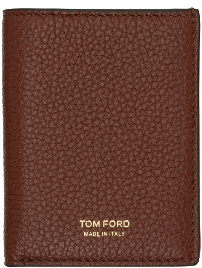 Tom Ford Embossed-logo Card Holder In Brown