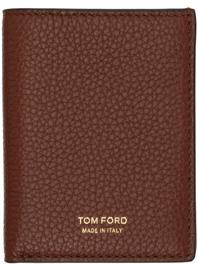 TOM FORD Brown Folding Card Holder SSENSE UK
