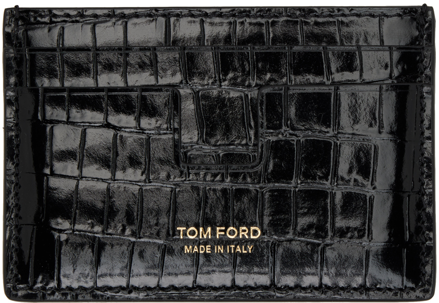Tom Ford Black Croc Classic Card Holder In 1n001 Black