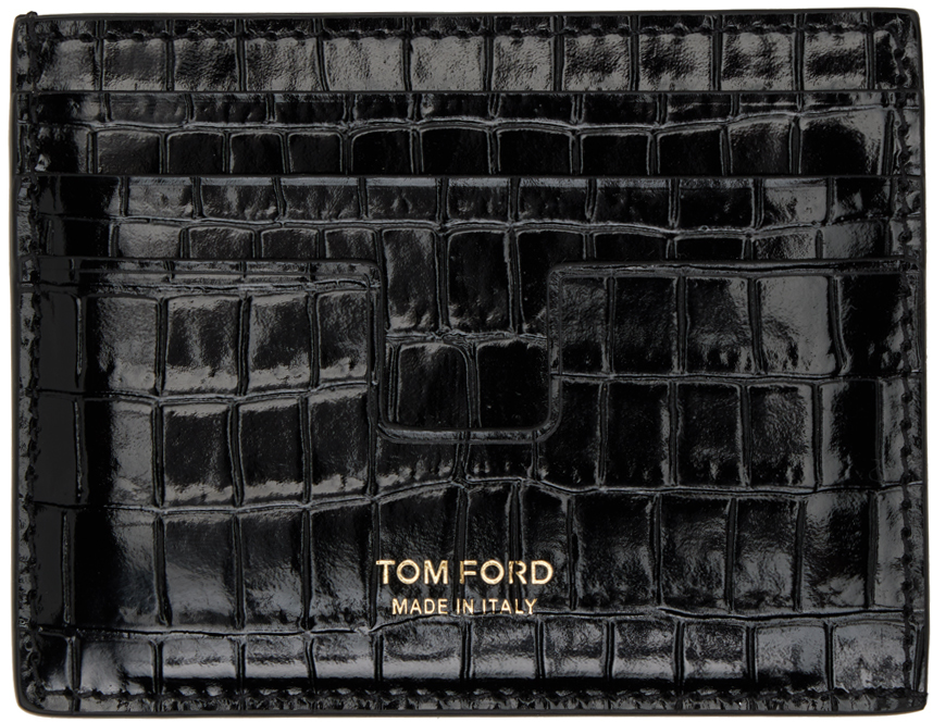 Tom Ford Men's Croc-Embossed Leather Money Clip Card Holder