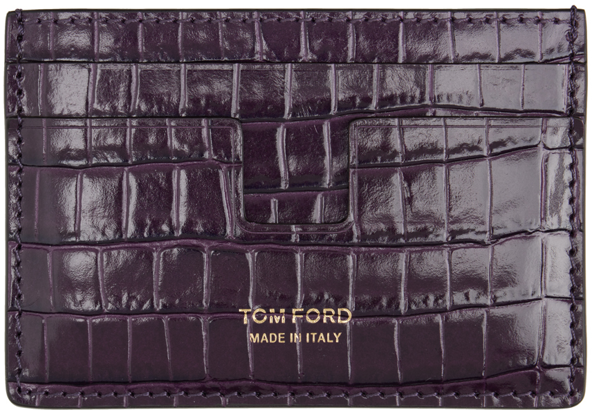 Tom Ford Purple Croc Classic Card Holder In 1v008 Grape