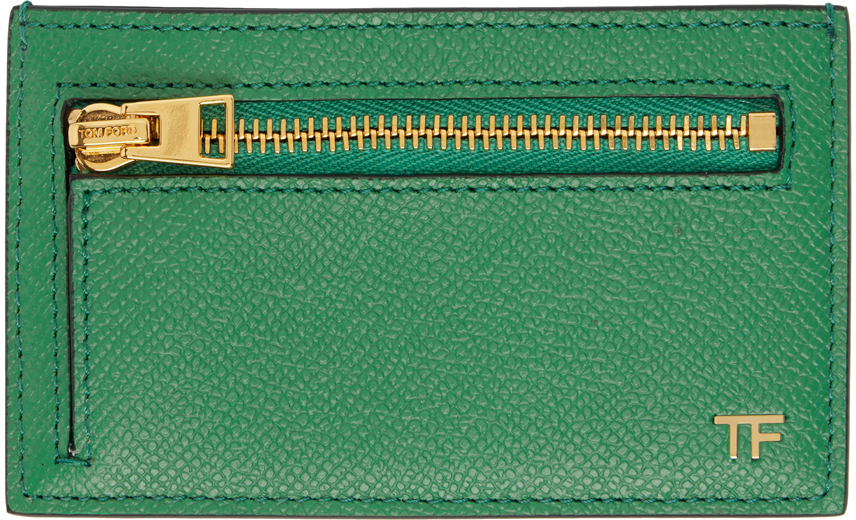 TOM FORD: Green Zip Card Holder | SSENSE