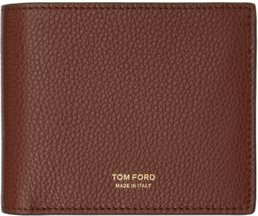 Tom Ford T-line Soft Grain Leather Bifold Wallet In Brown