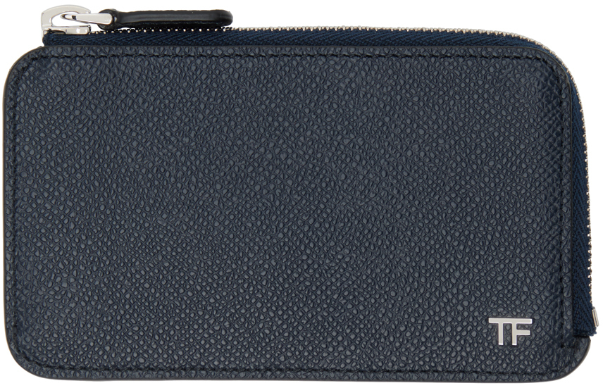 Tom Ford Navy Zip Card Holder In 1l034 Midnight Blue | ModeSens