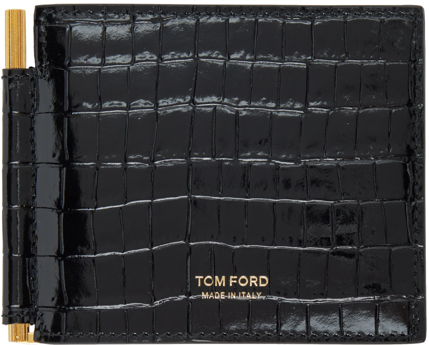 Tom Ford Black Croc Money Clip Wallet In 1n001 Black | ModeSens